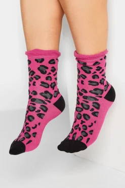 M&Co Yours Yours 4 Pack Black Mixed Animal Print Footbed Ankle Socks>Women Socks