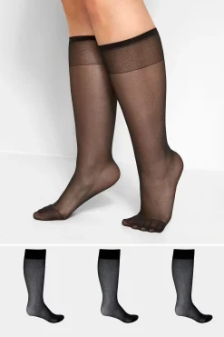 M&Co Yours Yours 3 Pack Black Sheer Knee High Socks>Women Socks