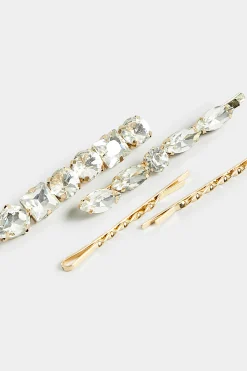 M&Co Yours Yours 4 Pack Gold Crystal Hairslide Set>Women Hair Accessories