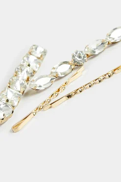 M&Co Yours Yours 4 Pack Gold Crystal Hairslide Set><noscript><img width=