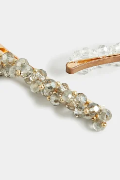 M&Co Yours Yours 2 Pack Gold Diamante Bead Hair Clips><noscript><img width=