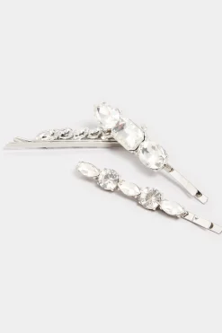 M&Co Yours Yours 3 Pack Silver Crystal Hairslide Set><noscript><img width=