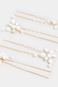 M&Co Yours Yours 4 Pack White Pearl Diamante Hair Pin Set><noscript><img width=