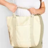 M&Co Yours Yours Beige Brown Canvas Tote Bag>Women Bags