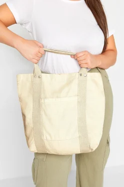 M&Co Yours Yours Beige Brown Canvas Tote Bag>Women Bags
