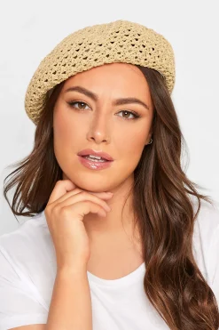 M&Co Yours Yours Beige Brown Straw Beret>Women Hats