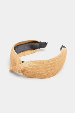 M&Co Yours Yours Beige Brown Straw Twist Headband><noscript><img width=