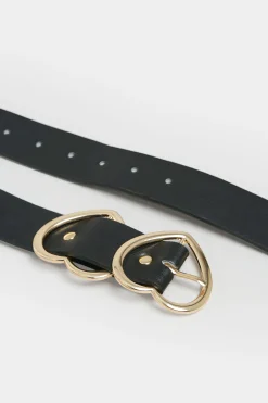 M&Co Yours Yours Black & Gold Double Heart Belt><noscript><img width=