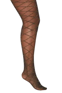 M&Co Yours Yours Black & Gold Glitter Argyle Print Tights><noscript><img width=