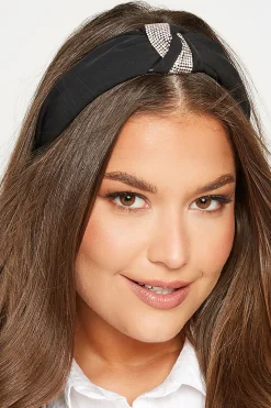 M&Co Yours Yours Black & Silver Diamante Knot Headband>Women Hair Accessories