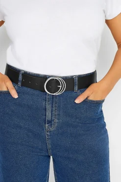 M&Co Yours Yours Black & Silver Triple Circle Belt>Women Belts