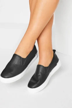 M&Co Yours Yours Black & Silver Hardware Slip-On Trainers In Extra Wide Eee Fit>Women Flat Shoes