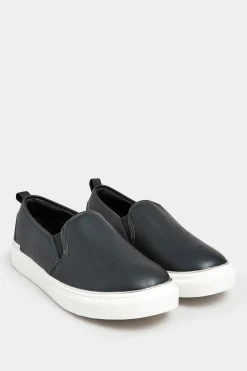 M&Co Yours Yours Black & Silver Hardware Slip-On Trainers In Extra Wide Eee Fit><noscript><img width=