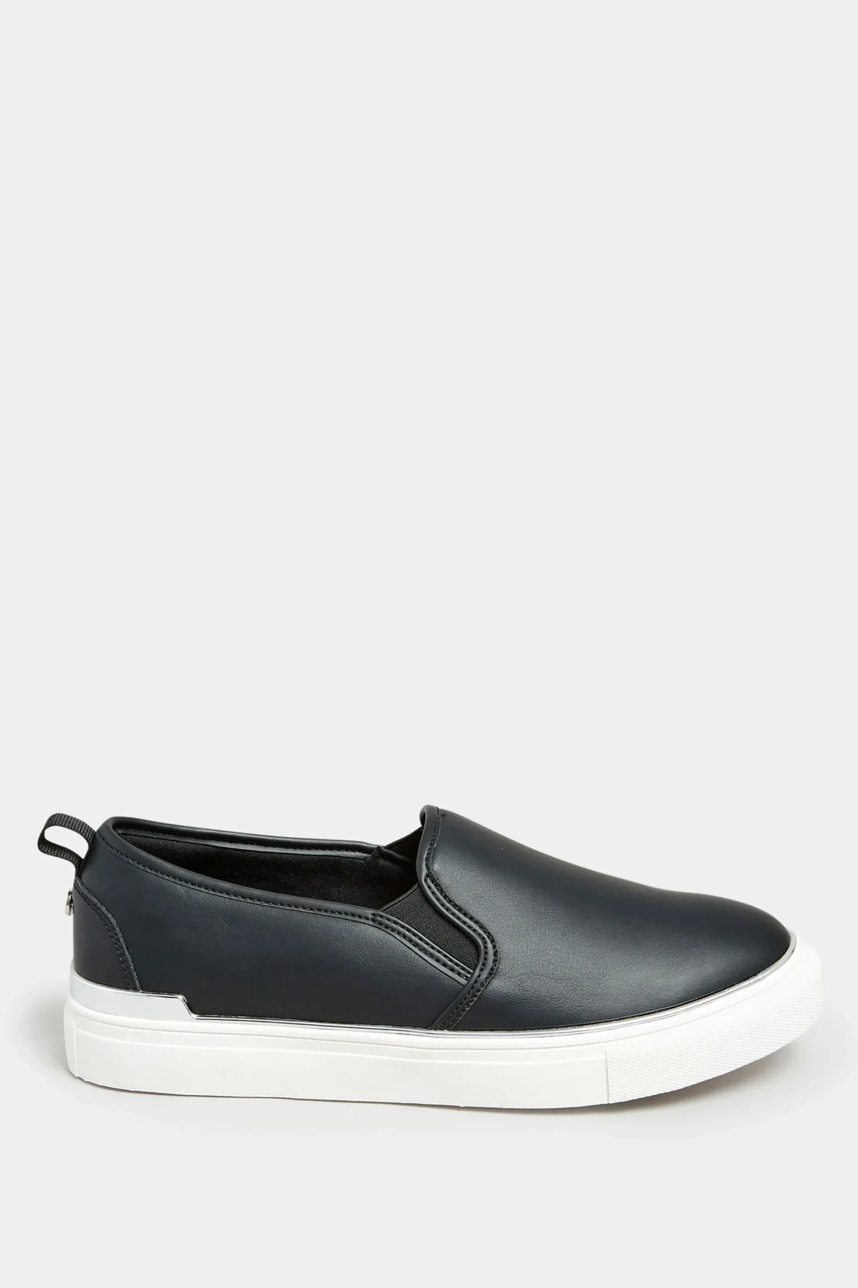 M&Co Yours Yours Black & Silver Hardware Slip-On Trainers In Extra Wide Eee Fit>Women Flat Shoes