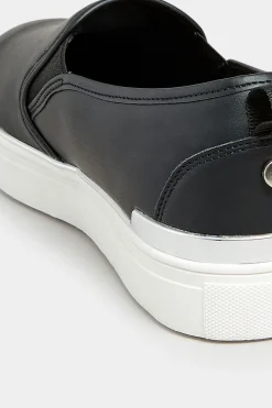 M&Co Yours Yours Black & Silver Hardware Slip-On Trainers In Extra Wide Eee Fit><noscript><img width=