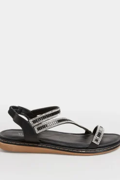 M&Co Yours Yours Black & Silver Sequin Strappy Sandals In Wide E Fit & Extra Wide Eee Fit><noscript><img width=