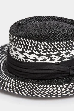 M&Co Yours Yours Black & White Contrast Straw Boater Hat><noscript><img width=