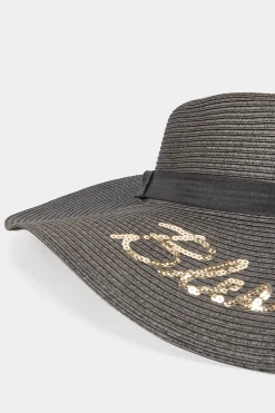 M&Co Yours Yours Black 'Blessed' Floppy Straw Hat><noscript><img width=