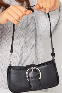 M&Co Yours Yours Black Buckle Front Shoulder Bag>Women Bags