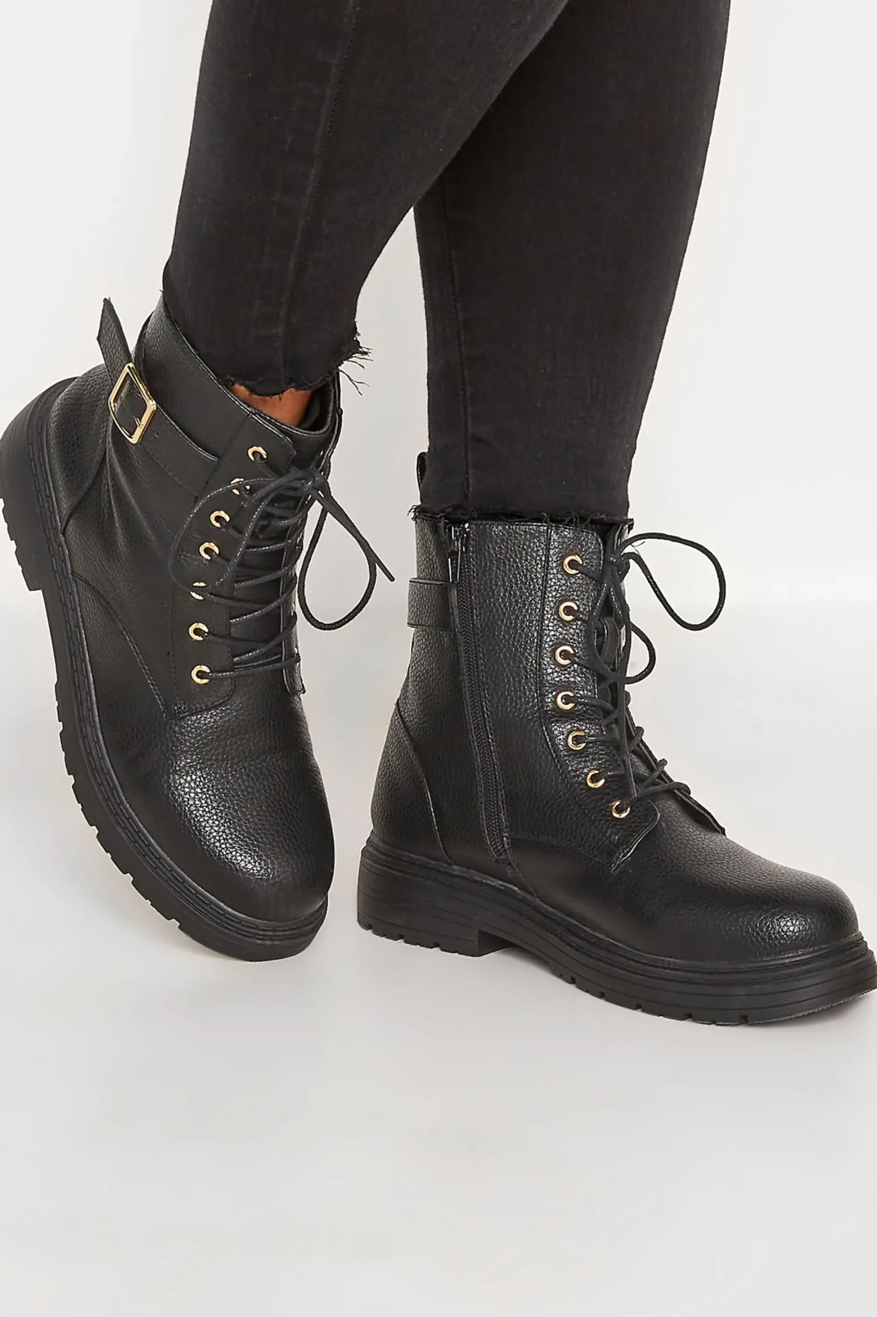 M&Co Yours Yours Black Buckle Lace Up Ankle Boots In Wide E Fit & Extra Wide Eee Fit>Women Boots