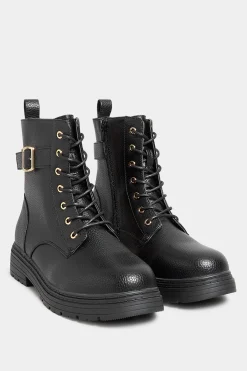 M&Co Yours Yours Black Buckle Lace Up Ankle Boots In Wide E Fit & Extra Wide Eee Fit>Women Boots