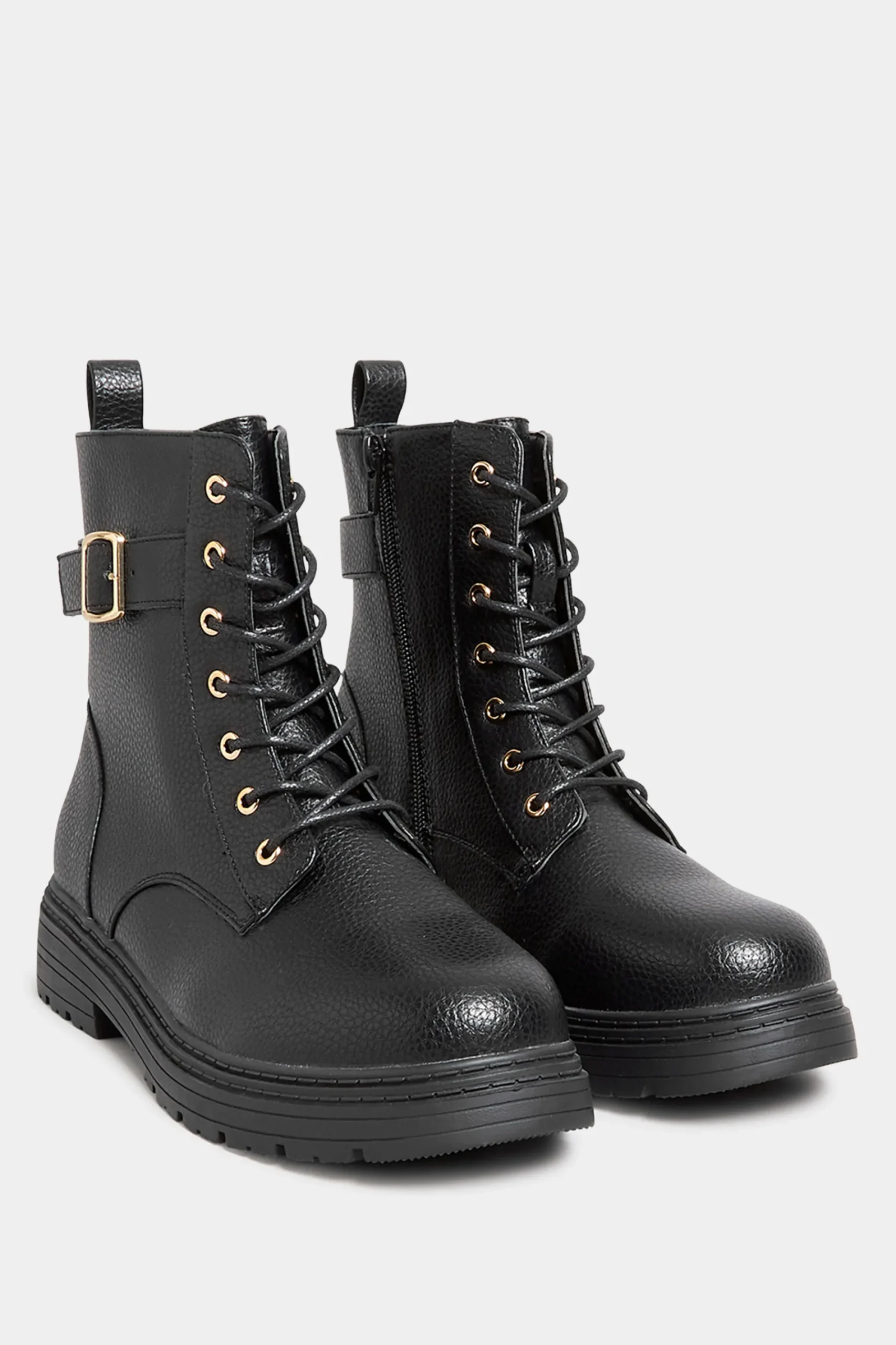 M&Co Yours Yours Black Buckle Lace Up Ankle Boots In Wide E Fit & Extra Wide Eee Fit>Women Boots
