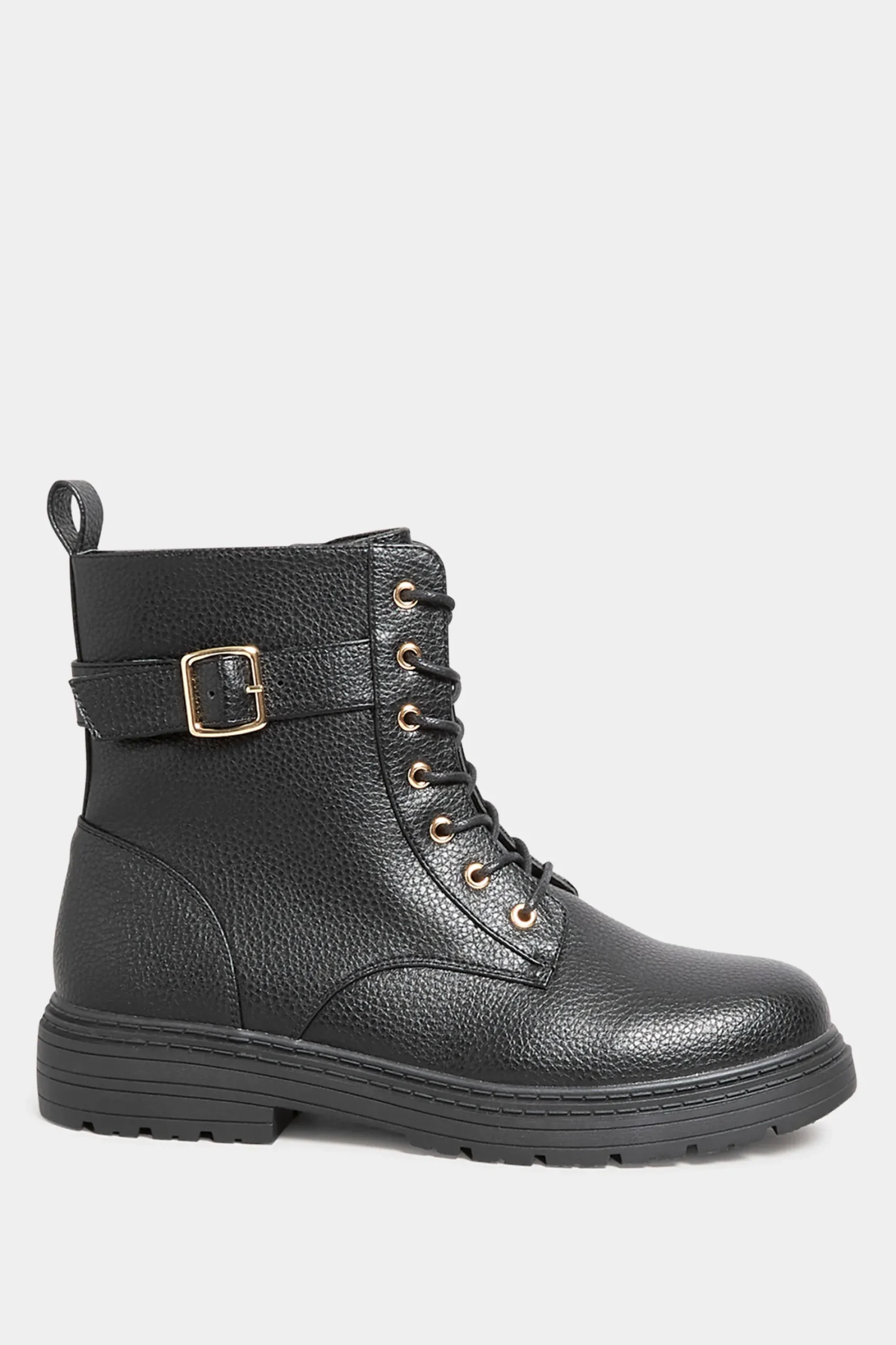 M&Co Yours Yours Black Buckle Lace Up Ankle Boots In Wide E Fit & Extra Wide Eee Fit>Women Boots
