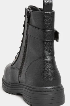 M&Co Yours Yours Black Buckle Lace Up Ankle Boots In Wide E Fit & Extra Wide Eee Fit><noscript><img width=