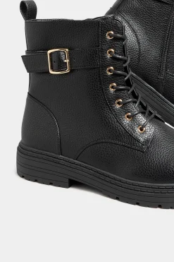 M&Co Yours Yours Black Buckle Lace Up Ankle Boots In Wide E Fit & Extra Wide Eee Fit><noscript><img width=
