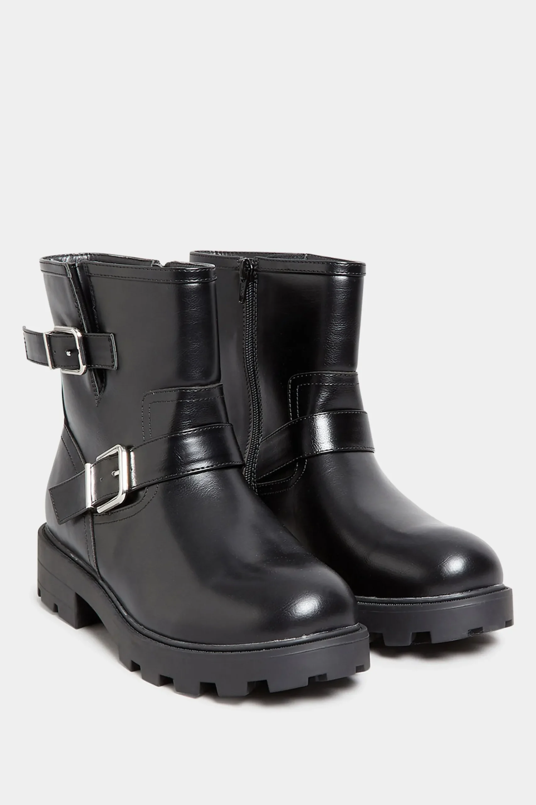 M&Co Yours Yours Black Buckle Biker Boot In Wide E Fit & Extra Wide Eee Fit>Women Boots