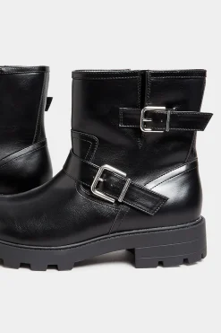 M&Co Yours Yours Black Buckle Biker Boot In Wide E Fit & Extra Wide Eee Fit><noscript><img width=