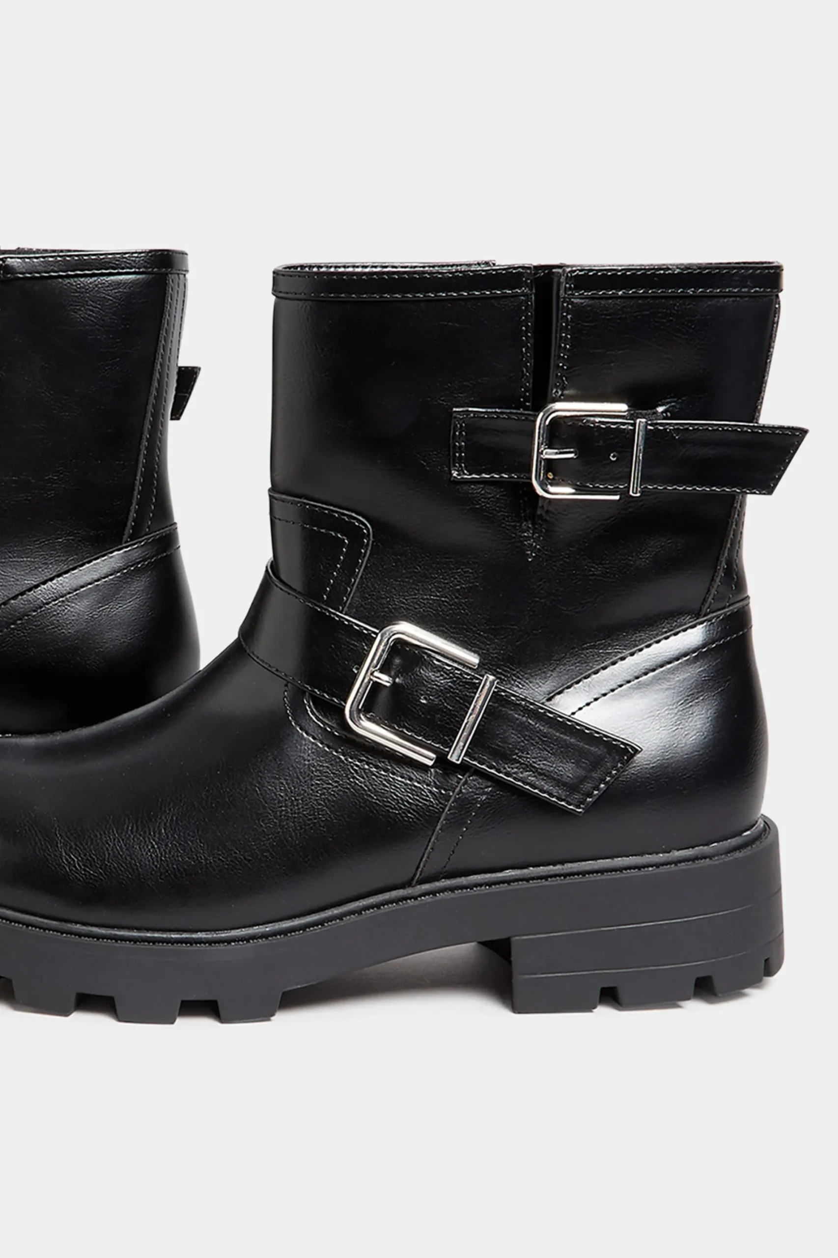 M&Co Yours Yours Black Buckle Biker Boot In Wide E Fit & Extra Wide Eee Fit>Women Boots