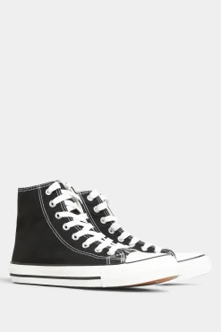 M&Co Yours Yours Black Canvas High Top Trainers In Wide E Fit>Women Flat Shoes