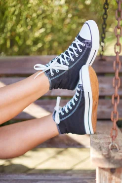 M&Co Yours Yours Black Canvas High Top Trainers In Wide E Fit><noscript><img width=