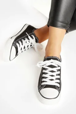 M&Co Yours Yours Black Canvas Low Trainers In Wide E Fit>Women Flat Shoes
