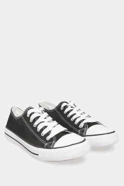 M&Co Yours Yours Black Canvas Low Trainers In Wide E Fit>Women Flat Shoes