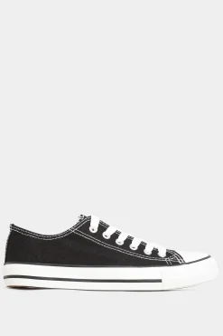 M&Co Yours Yours Black Canvas Low Trainers In Wide E Fit><noscript><img width=