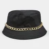M&Co Yours Yours Black Chain Denim Look Bucket Hat>Women Hats