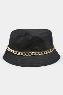 M&Co Yours Yours Black Chain Denim Look Bucket Hat>Women Hats