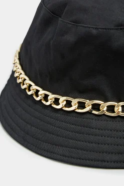 M&Co Yours Yours Black Chain Denim Look Bucket Hat>Women Hats