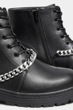 M&Co Yours Yours Black Chain Lace Up Boots In Wide E Fit & Extra Wide Eee Fit><noscript><img width=