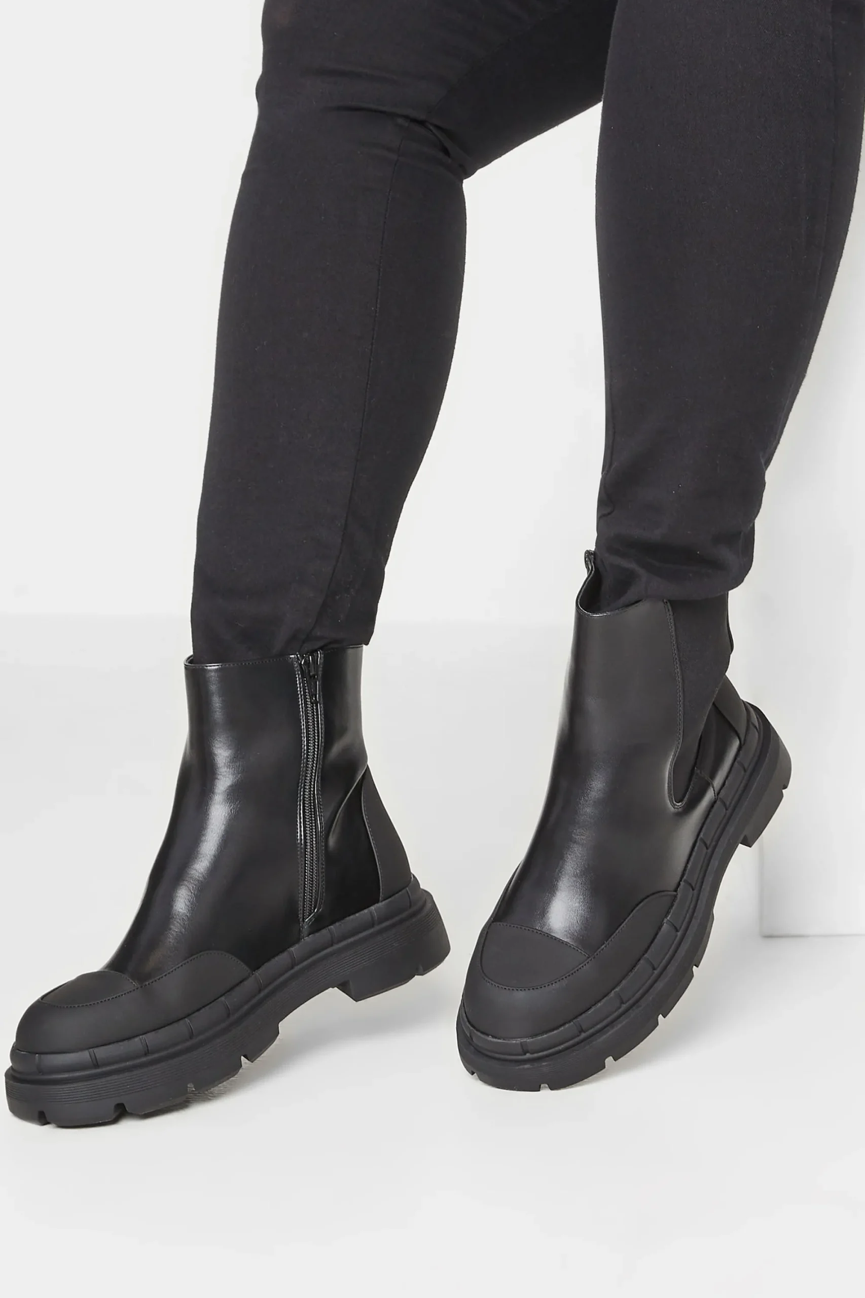 M&Co Yours Yours Black Chunky High Chelsea Boots In Extra Wide Eee Fit>Women Boots