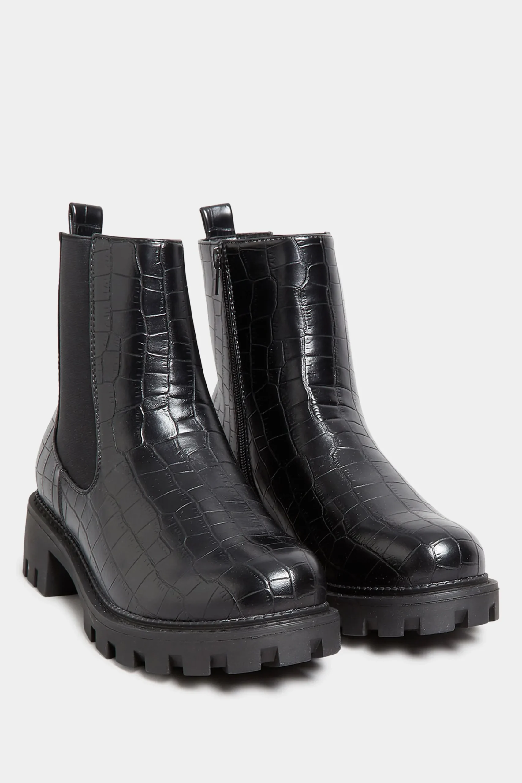 M&Co Yours Yours Black Croc Chunky Chelsea Boots In Wide E Fit & Extra Wide Eee Fit>Women Boots