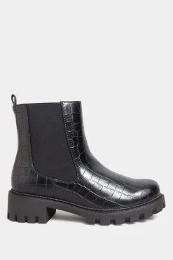 M&Co Yours Yours Black Croc Chunky Chelsea Boots In Wide E Fit & Extra Wide Eee Fit><noscript><img width=