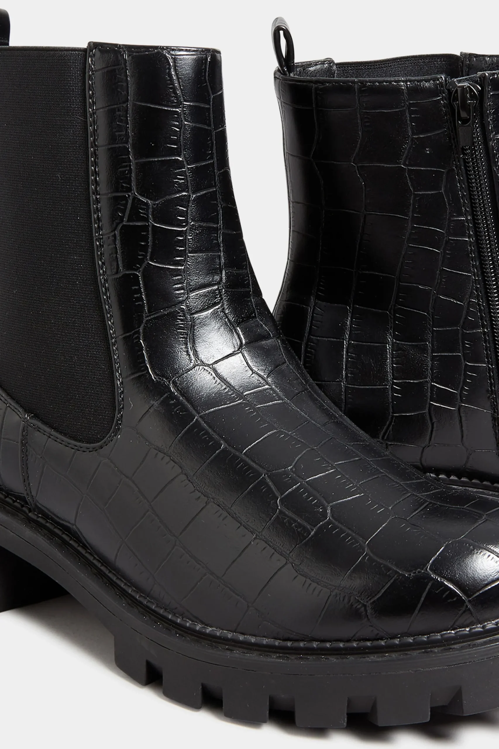 M&Co Yours Yours Black Croc Chunky Chelsea Boots In Wide E Fit & Extra Wide Eee Fit>Women Boots