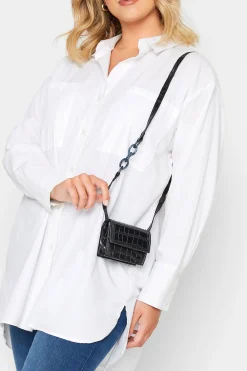 M&Co Yours Yours Black Croc Flap Shoulder Bag>Women Bags