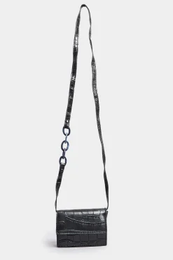 M&Co Yours Yours Black Croc Flap Shoulder Bag><noscript><img width=