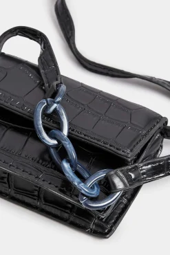M&Co Yours Yours Black Croc Flap Shoulder Bag><noscript><img width=