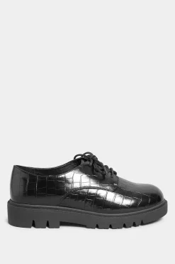 M&Co Yours Yours Black Croc Lace Up Loafers In Extra Wide Eee Fit><noscript><img width=