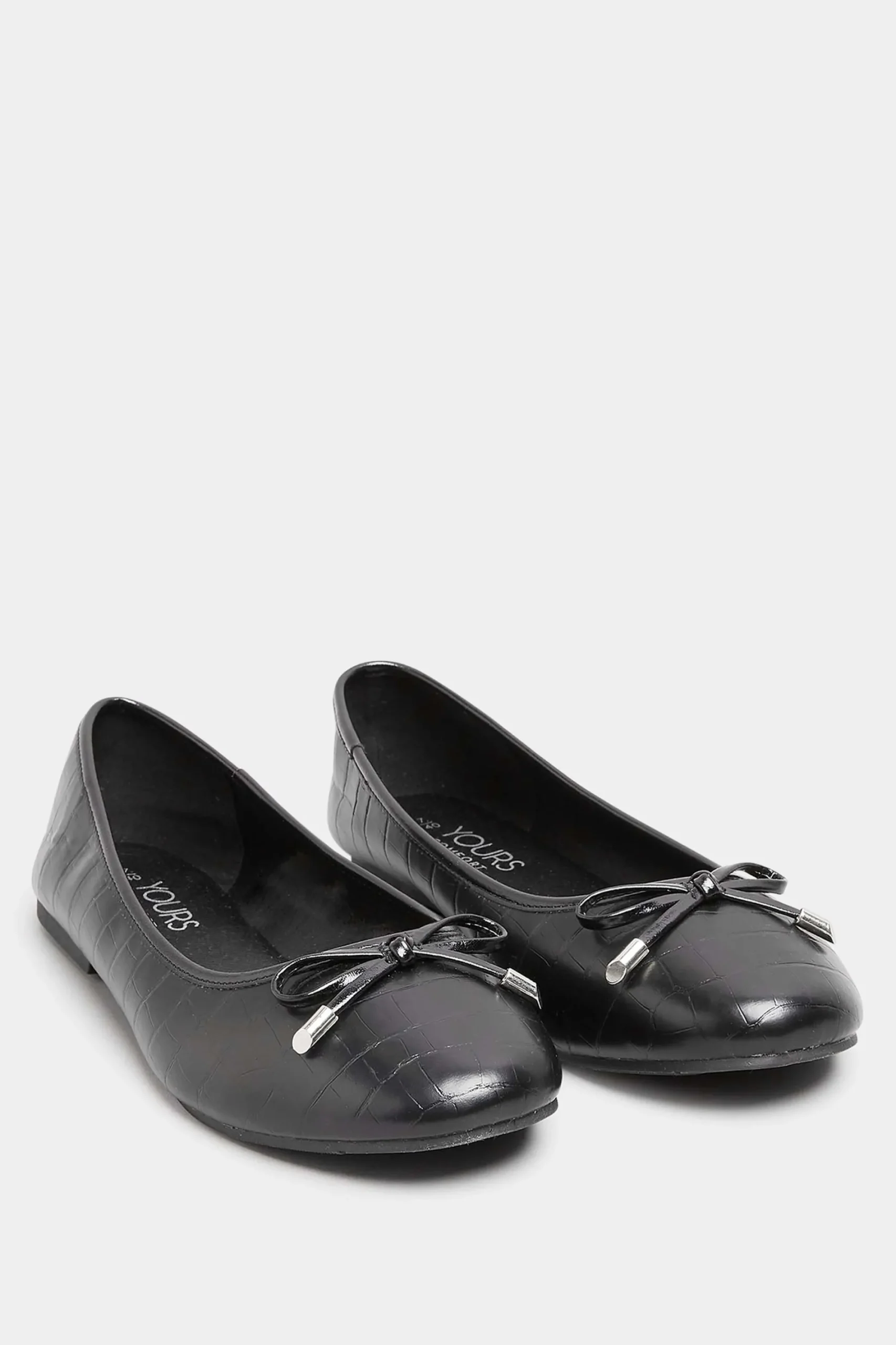 M&Co Yours Yours Black Croc Print Ballet Pumps In Wide E Fit & Extra Wide Eee Fit>Women Flat Shoes